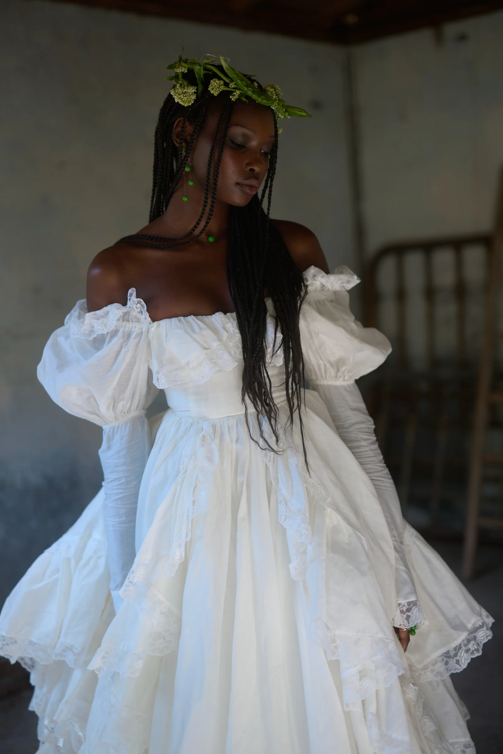 The Ivory Silk Organdy Maiden Gown - Image 47